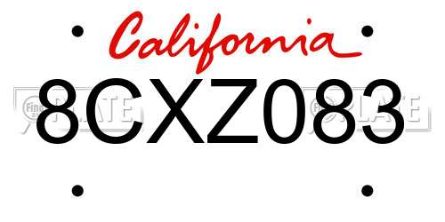 8CXZ083 California License Plate