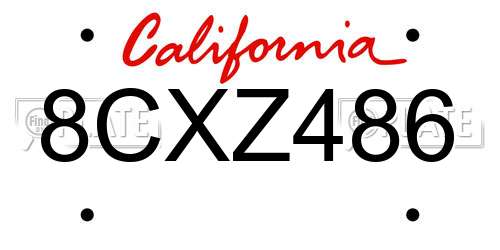 8CXZ486 California License Plate