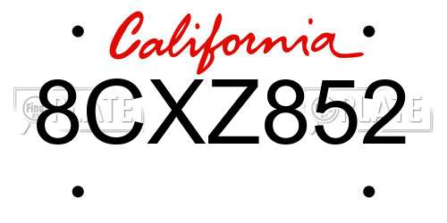 8CXZ852 California License Plate