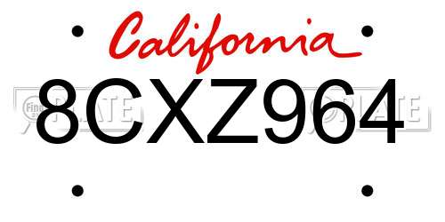 8CXZ964 California License Plate