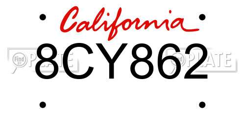 8CY862 California License Plate