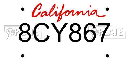 8CY867 California License Plate
