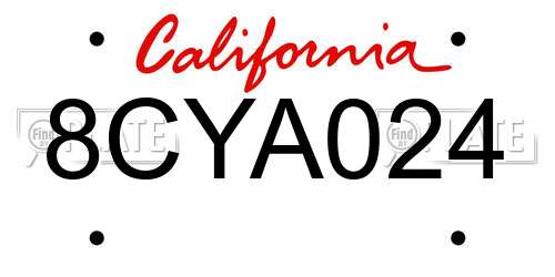 8CYA024 California License Plate