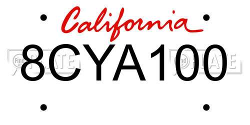 8CYA100 California License Plate