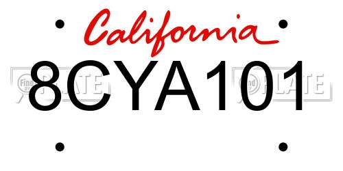 8CYA101 California License Plate