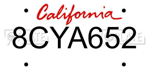 8CYA652 California License Plate