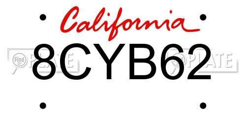 8CYB62 California License Plate