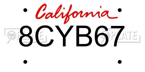 8CYB67 California License Plate