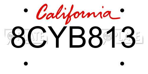 8CYB813 California License Plate