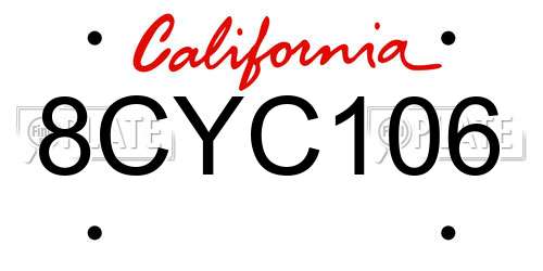 8CYC106 California License Plate