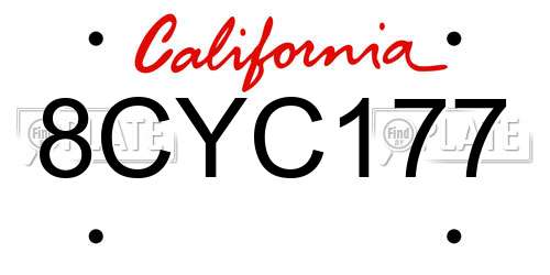 8CYC177 California License Plate