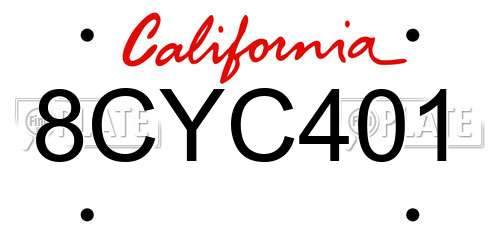 8CYC401 California License Plate