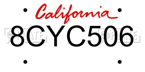 8CYC506 California License Plate