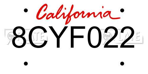 8CYF022 California License Plate