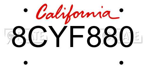 8CYF880 California License Plate