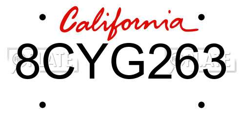 8CYG263 California License Plate