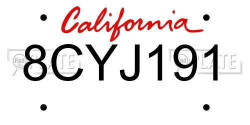 8CYJ191 California License Plate