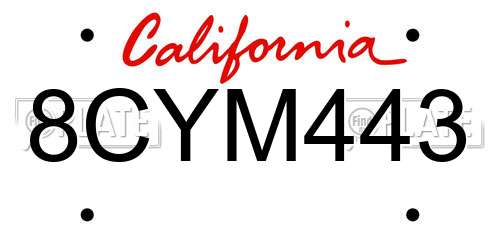 8CYM443 California License Plate