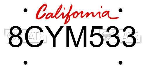 8CYM533 California License Plate