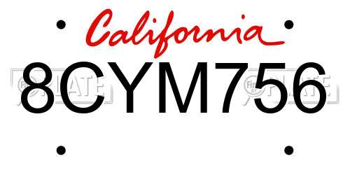 8CYM756 California License Plate