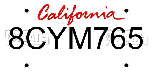 8CYM765 California License Plate
