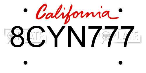 8CYN777 California License Plate