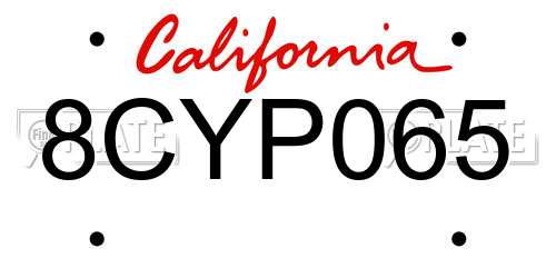 8CYP065 California License Plate