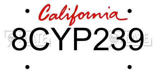 8CYP239 California License Plate