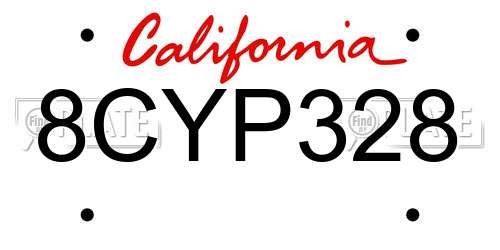 8CYP328 California License Plate
