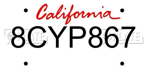 8CYP867 California License Plate