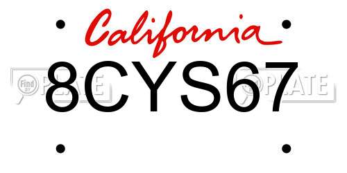 8CYS67 California License Plate