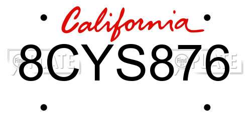 8CYS876 California License Plate