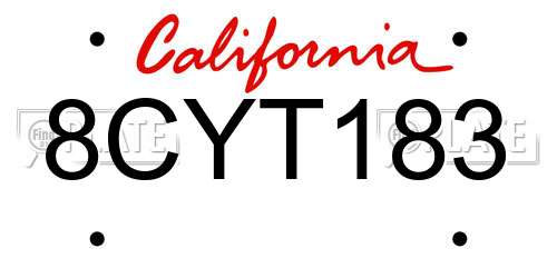 8CYT183 California License Plate