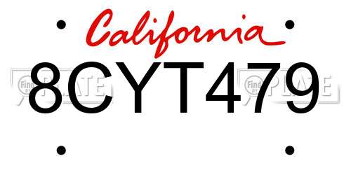 8CYT479 California License Plate