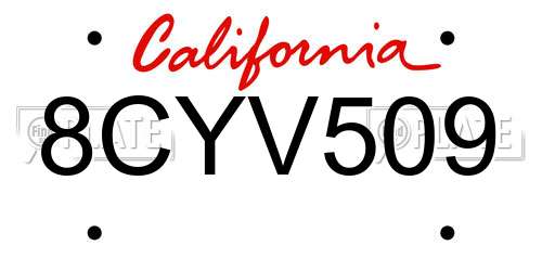 8CYV509 California License Plate