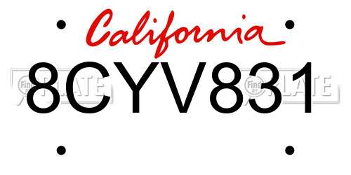 8CYV831 California License Plate