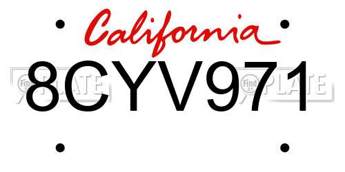 8CYV971 California License Plate