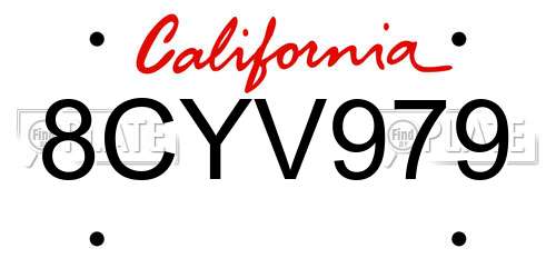 8CYV979 California License Plate
