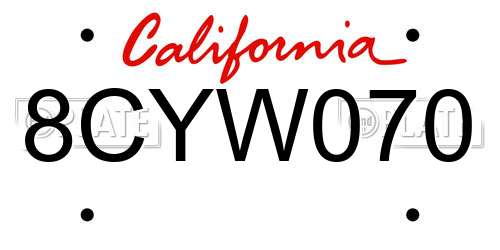 8CYW070 California License Plate