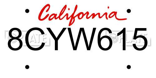 8CYW615 California License Plate