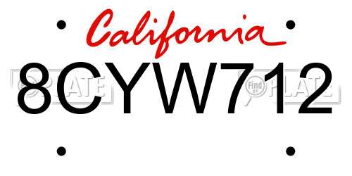 8CYW712 California License Plate
