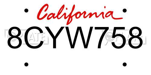 8CYW758 California License Plate