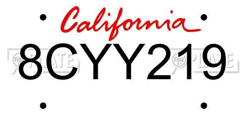 8CYY219 California License Plate
