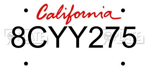 8CYY275 California License Plate