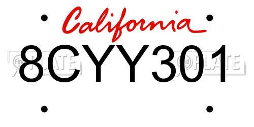 8CYY301 California License Plate