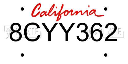 8CYY362 California License Plate