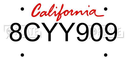 8CYY909 California License Plate