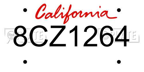 8CZ1264 California License Plate