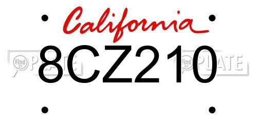 8CZ210 California License Plate