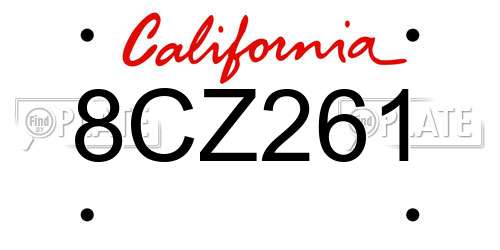 8CZ261 California License Plate